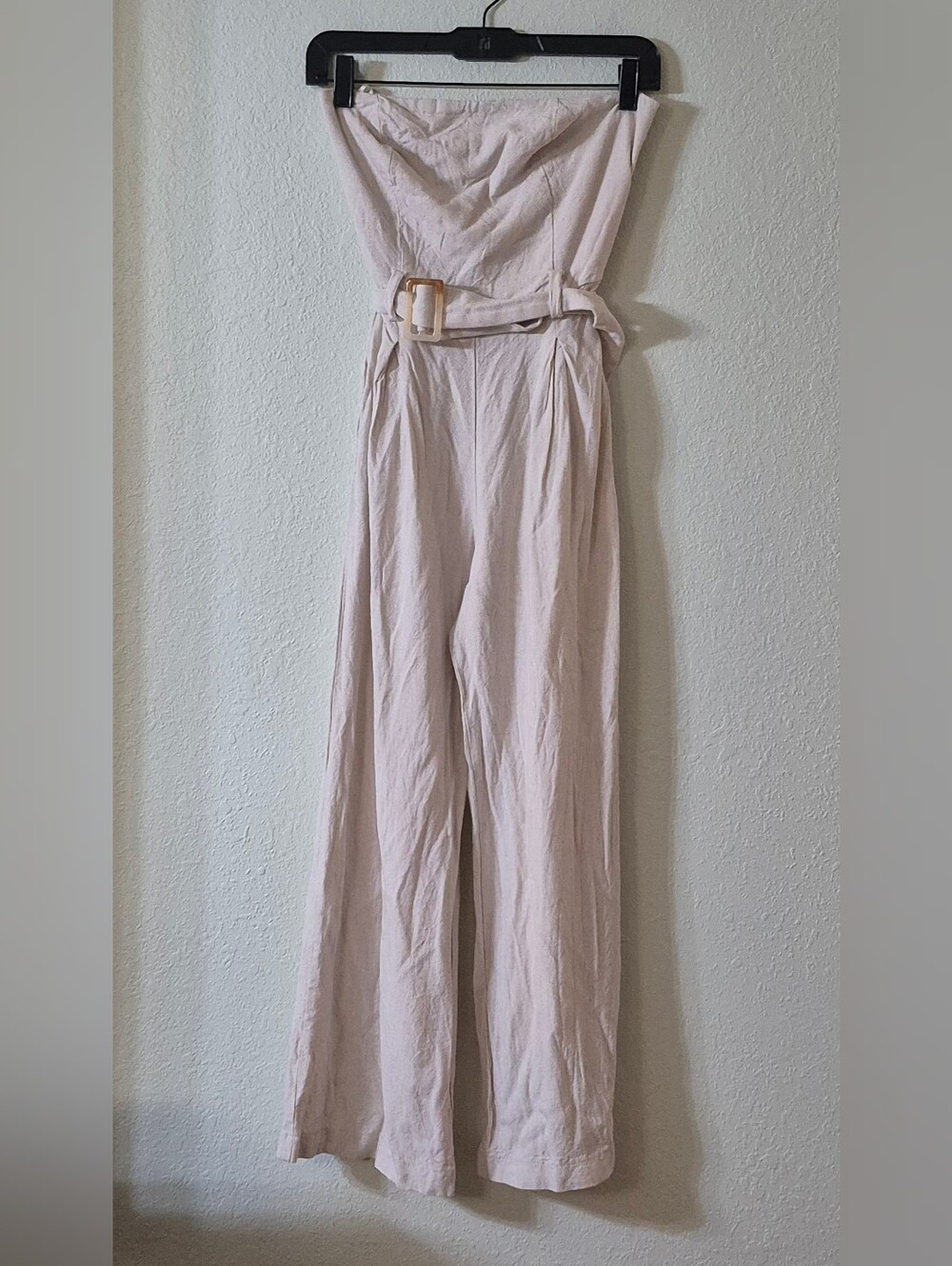 Monteau  Strapless Belted Wide-Leg Jumpsuit